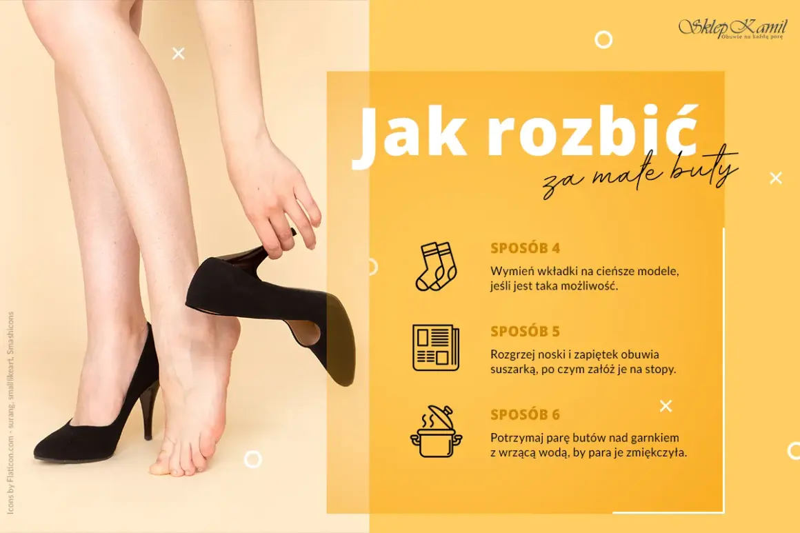 Jak rozciągać buty? Porady: wymień wkładki, rozgrzej suszarką lub zmiękcz parę nad parą z wrzątku.