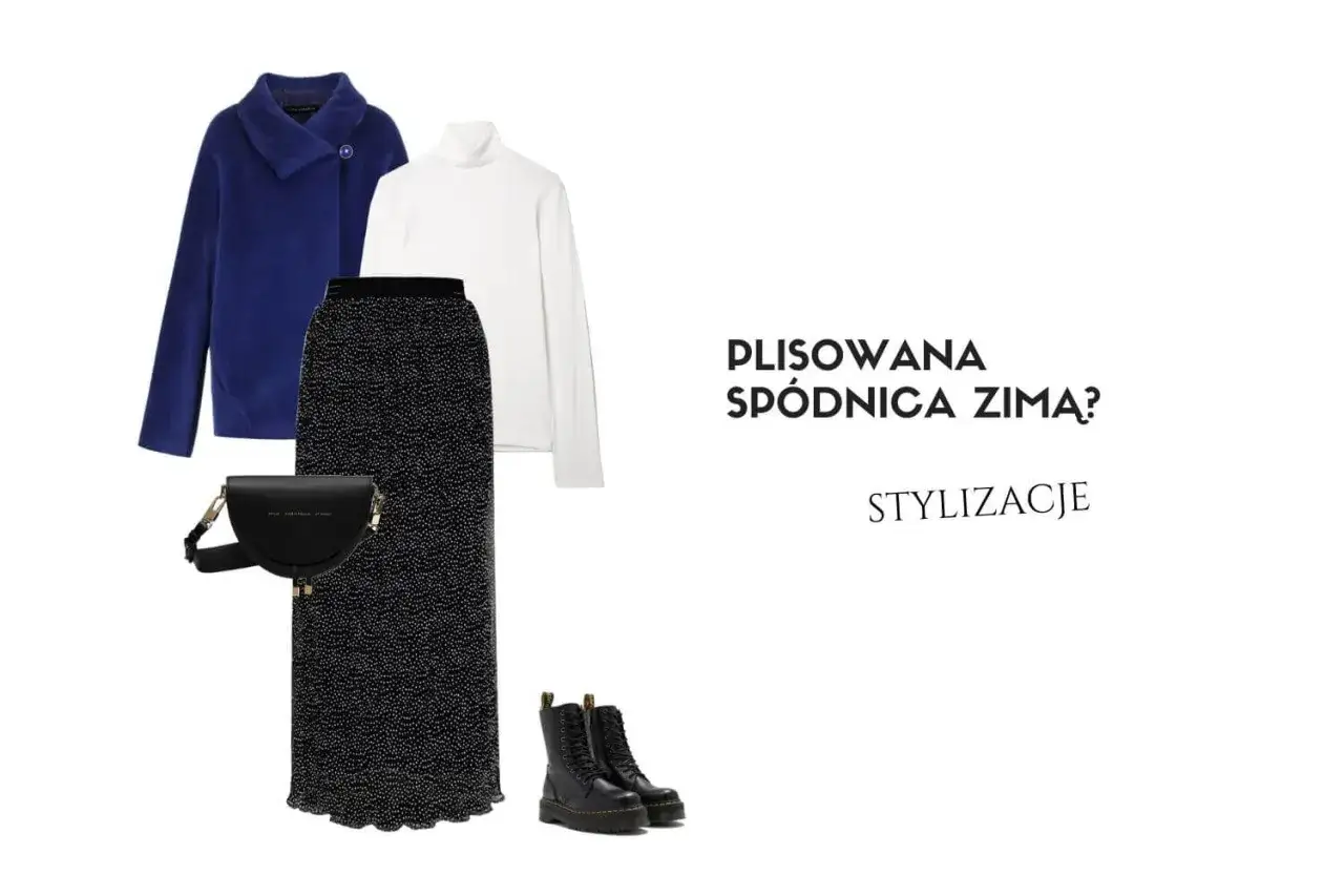 stylizacje plisowana sp&oacute;dnica zimą sweter golf bluza